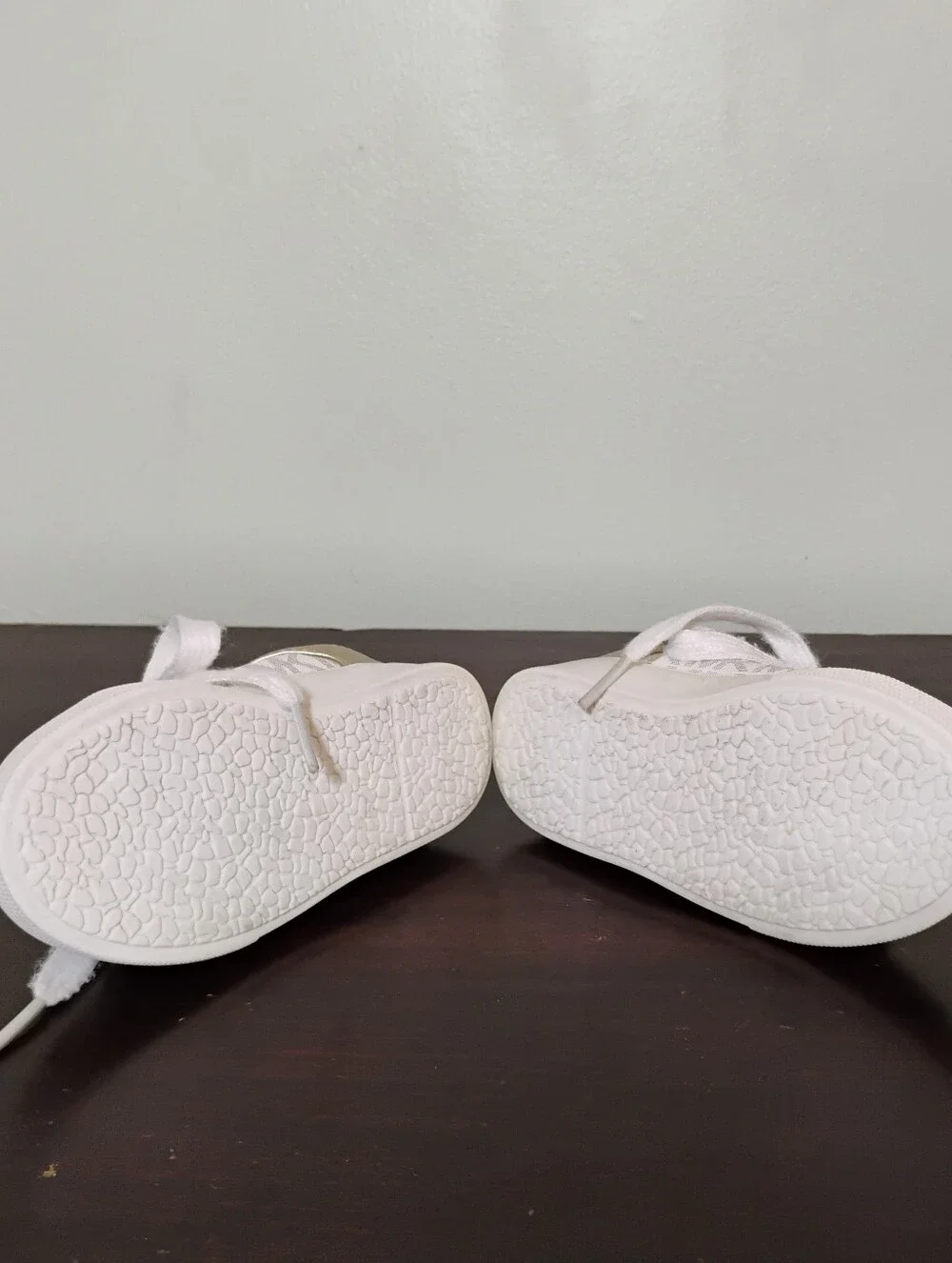 Michael Kors Baby Girls Jem Rally Gold & White Sneakers - Size 6 Baby Girl